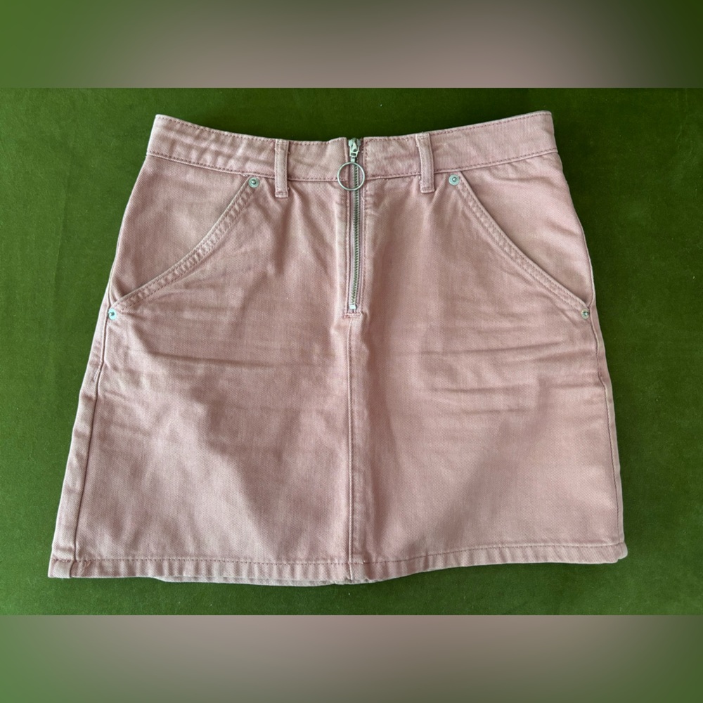 Topshop Blush Pink Denim Skirt - Size 6